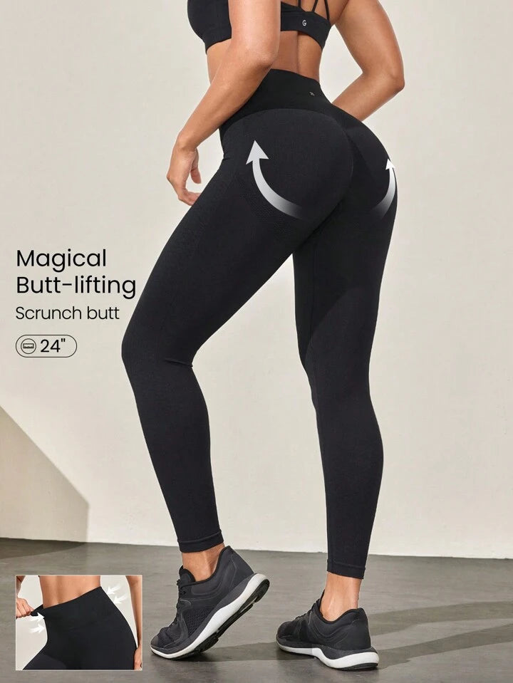 Seamless Tummy Control Butt Scrunch Plaid Ventilated Leggings