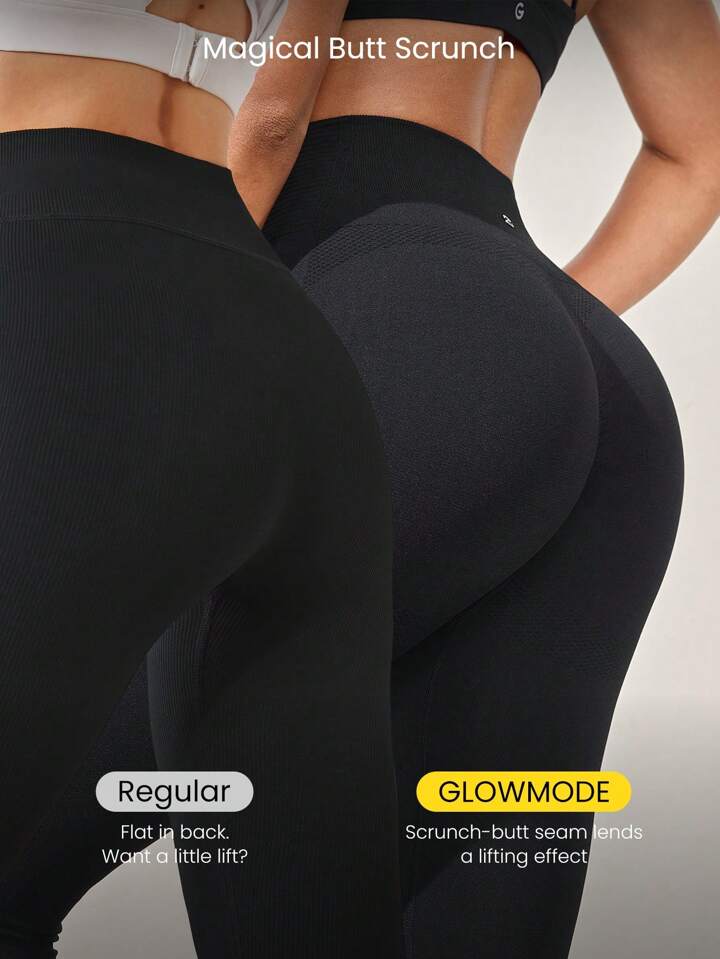 Seamless Tummy Control Butt Scrunch Plaid Ventilated Leggings