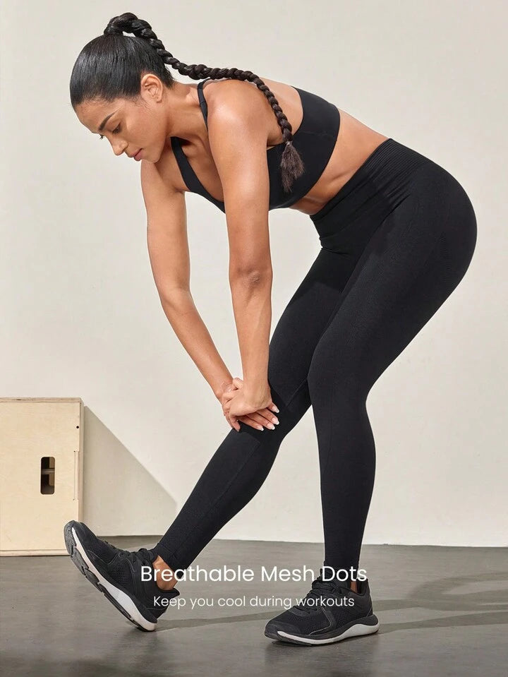 Seamless Tummy Control Butt Scrunch Plaid Ventilated Leggings