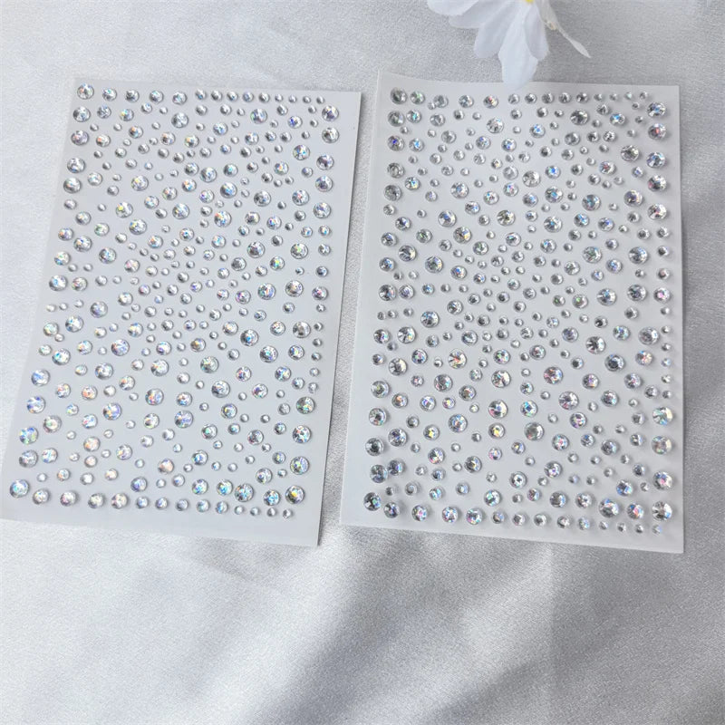 1set 1-2Pcs Transparent Chromatography Gem Stickers Eyes Makeup Jewels Stickers Performance Party Concert Christmas Fake Tattoos