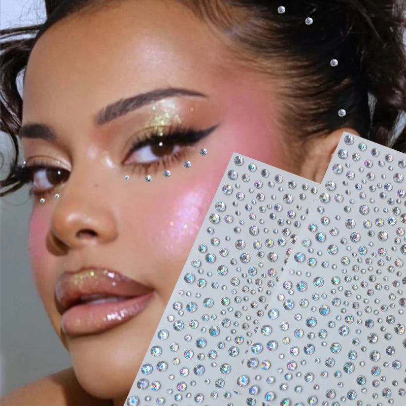 1set 1-2Pcs Transparent Chromatography Gem Stickers Eyes Makeup Jewels Stickers Performance Party Concert Christmas Fake Tattoos